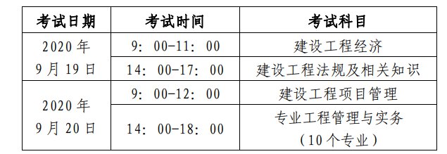 2020年北京一级建造师考试时间安排