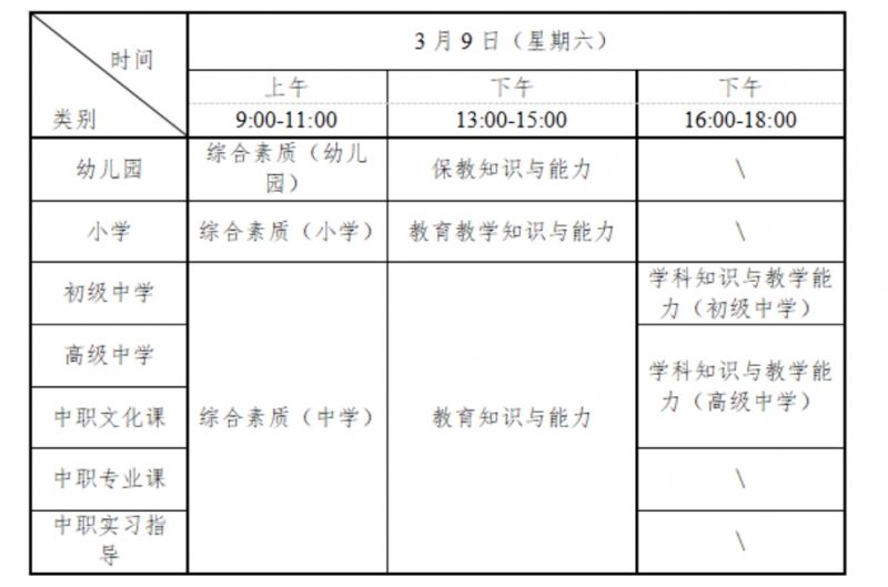 2024年常德上半年教资考试时间