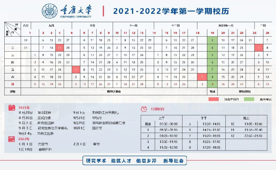 2021重庆大学秋季开学时间