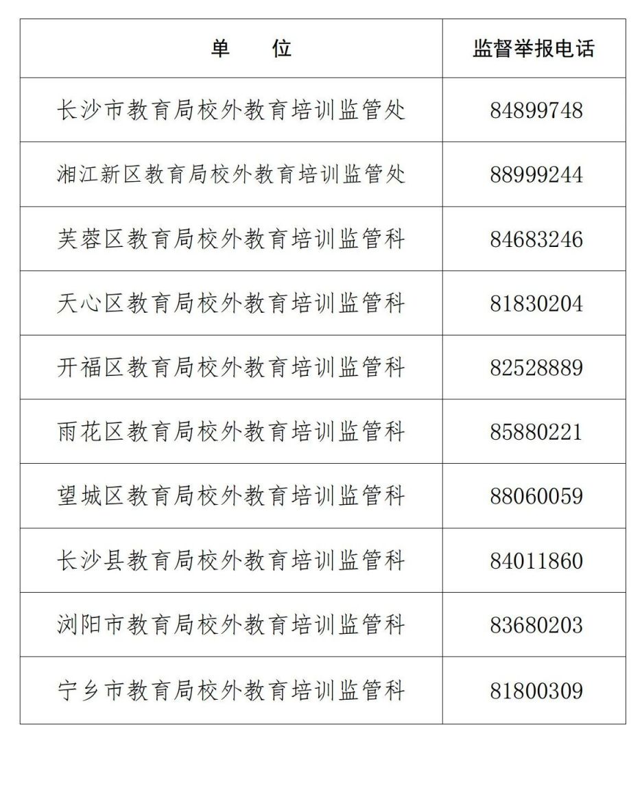 1月13日长沙市教育局致家长关于校外培训事项的公开信