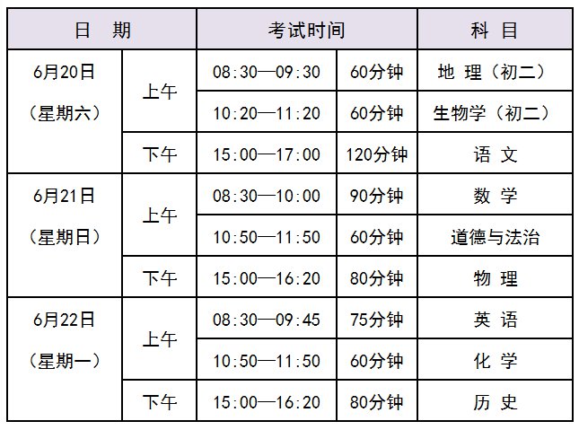 2020东莞中考什么时候？