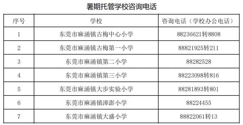 2023东莞麻涌镇暑假托管班有哪些？