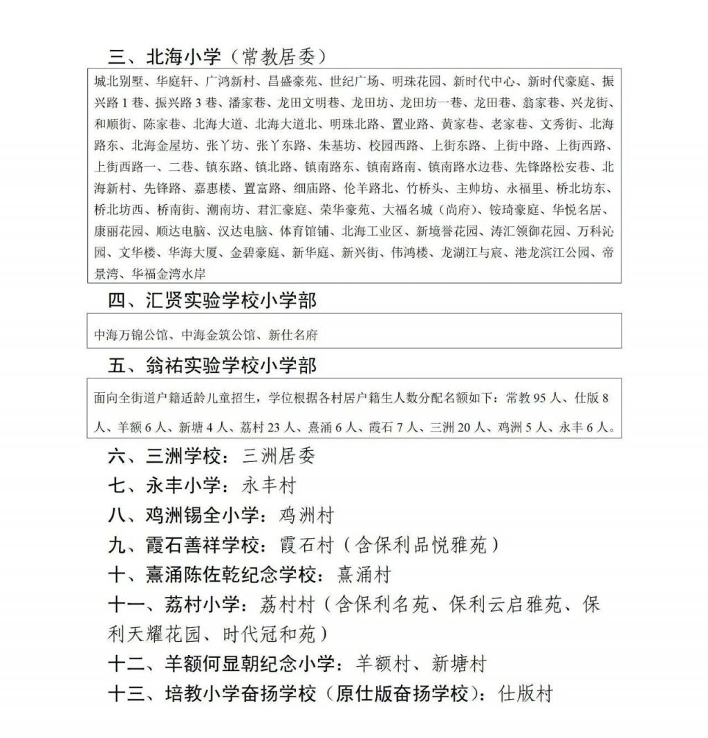 2025顺德区公办学校学区划分汇总