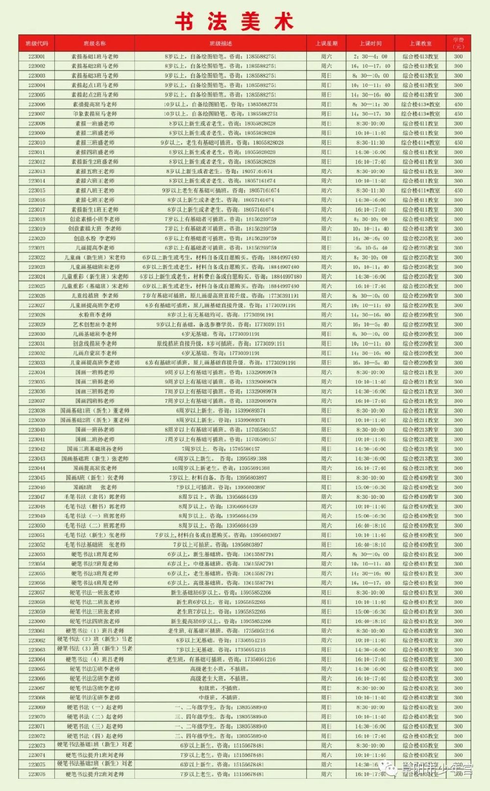 阜阳少年宫秋季兴趣班课程表2022年