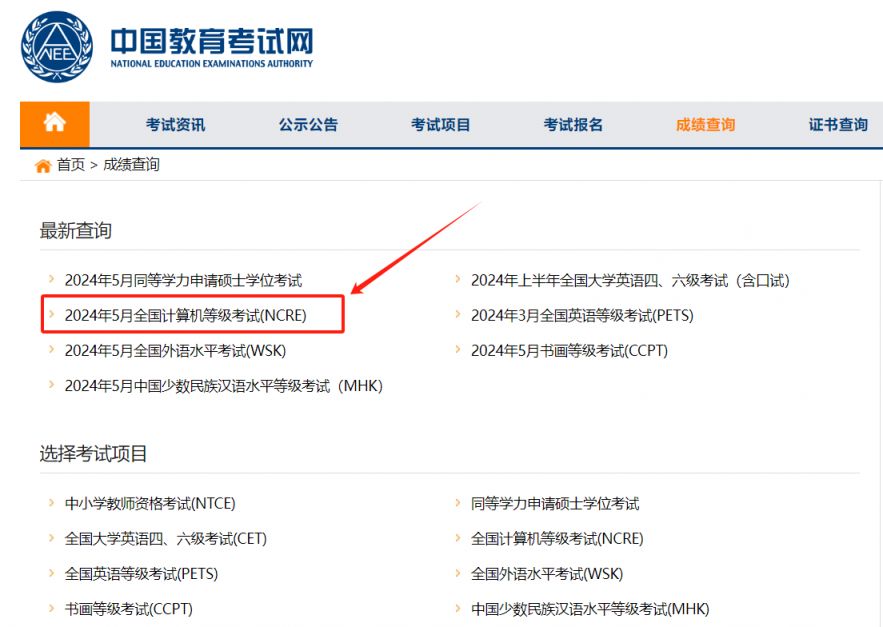 全国计算机等级考试成绩查询入口https://cjcx.neea.edu.cn/