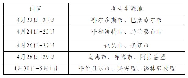 2024内蒙古高考体育统考各盟市考试时间安排公告