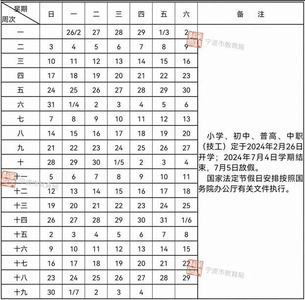 2024年宁波宁海县高中学校期末考试时间 科目安排