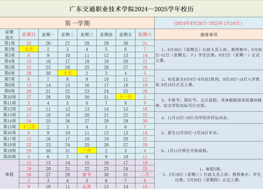 2025广东交通职业技术学院什么时候放寒假？