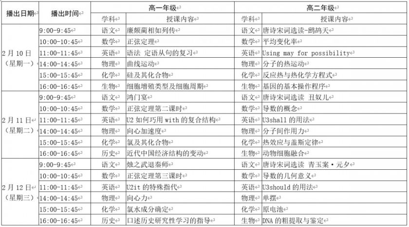 江苏名师空中课堂抗疫助学第三期课程表