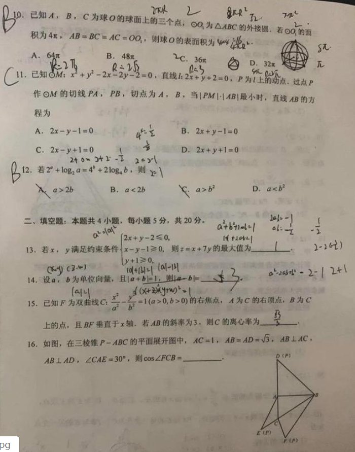 2020广东高考全国Ⅰ卷数学真题（理科）