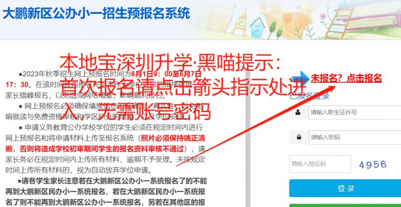 2023大鹏新区小学网上报名系统入口