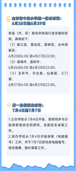 2023年台州小学报名时间（幼升小）