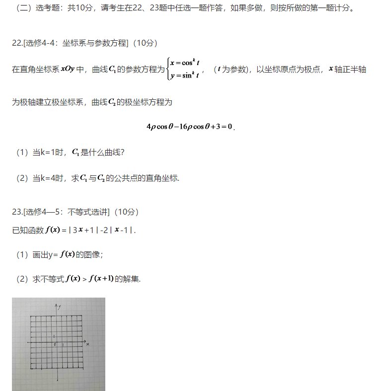 2020宜昌高考文科数学试卷真题及答案