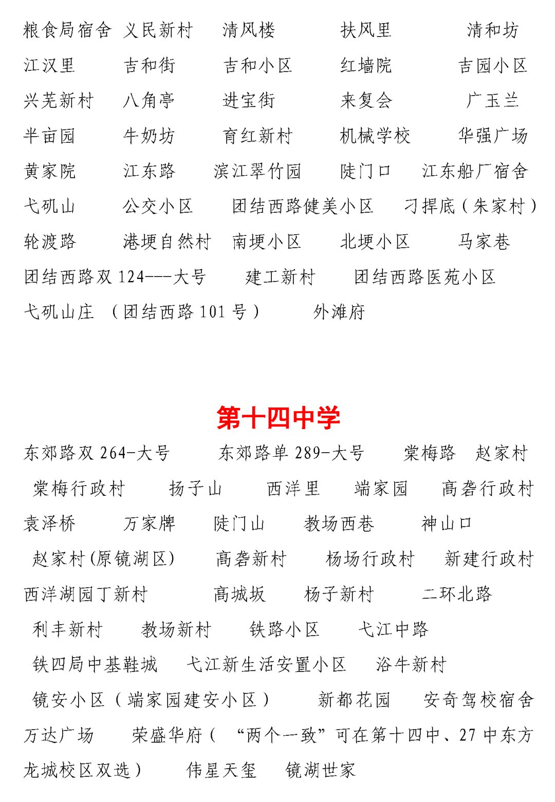 2022年镜湖区小升初划片范围