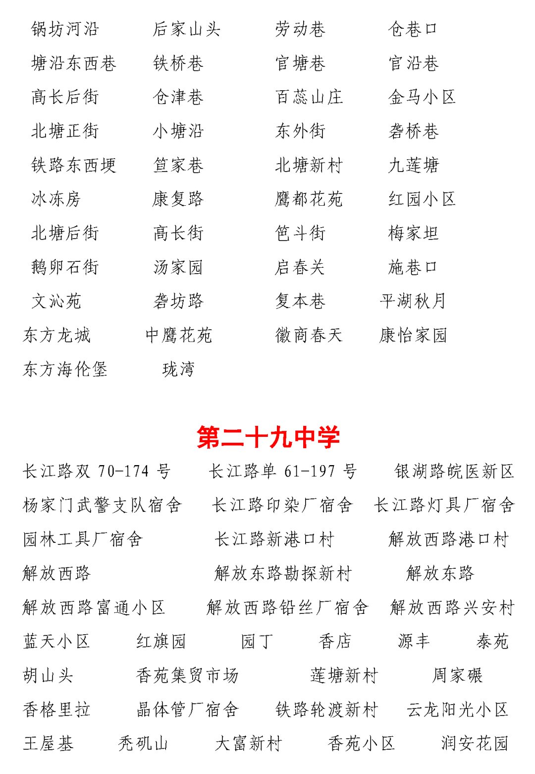 2022年镜湖区小升初划片范围