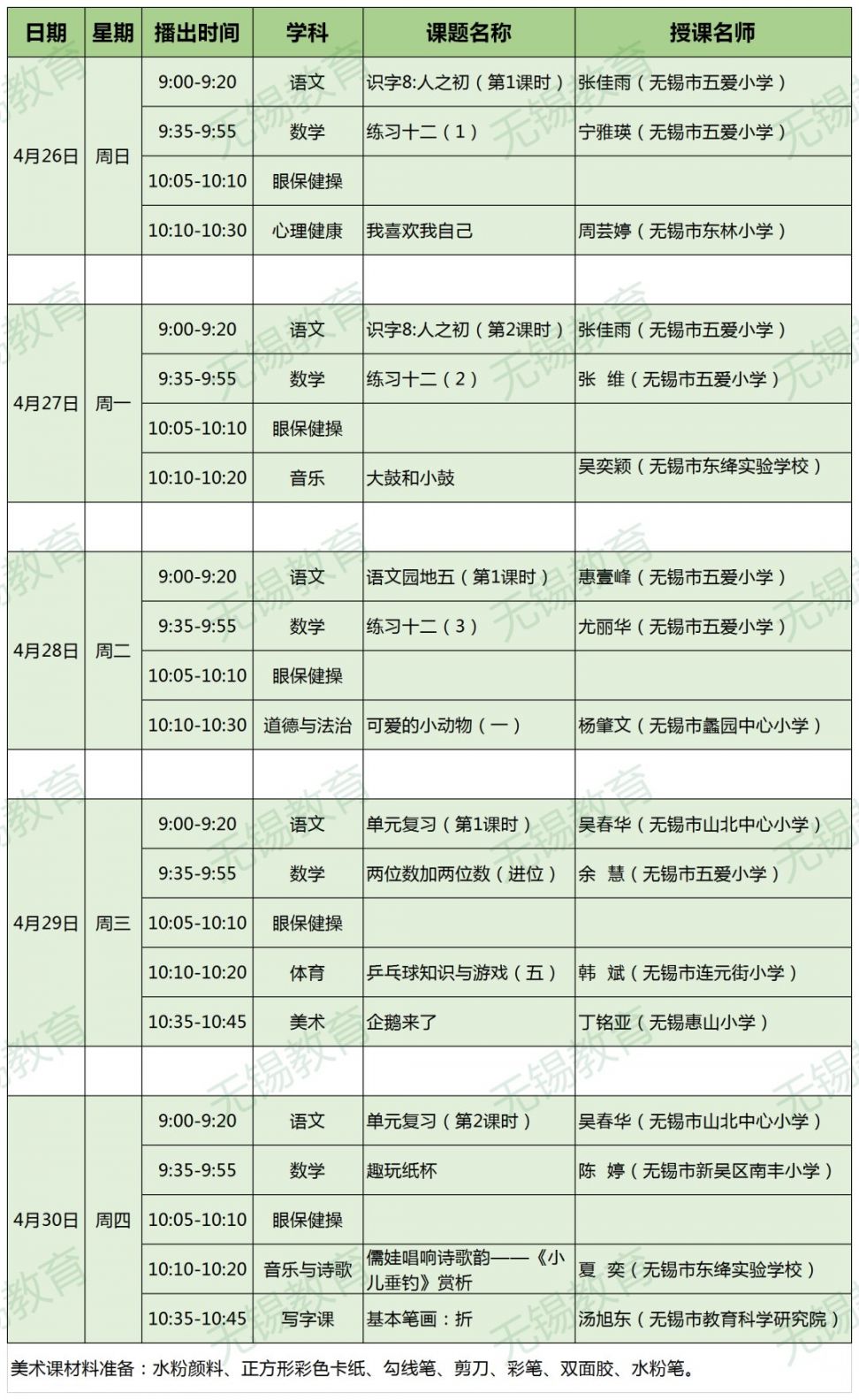 无锡锡慧在线第十二周课表