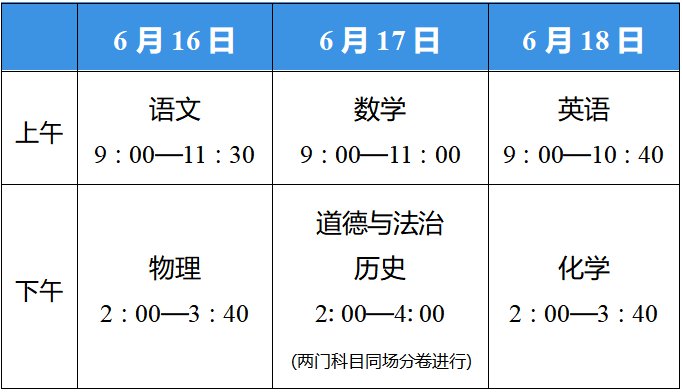 2023无锡中考时间安排