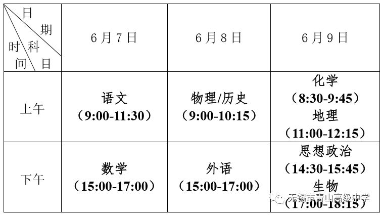 2023无锡青山高中高考考点须知（考场示意图+考生须知）