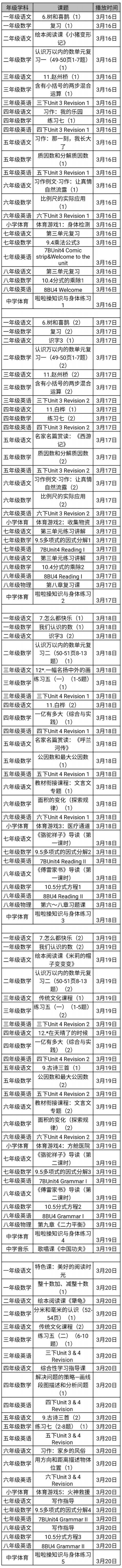 无锡梁溪名师在线第六周课表