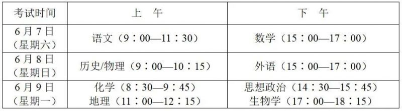 2025年陕西省普通高校招生考试和录取工作实施方案（考试时间安排）