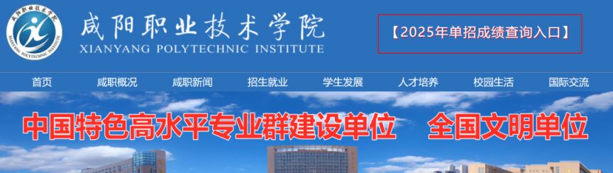 咸阳职业技术学院2025单招成绩查询入口 分数线
