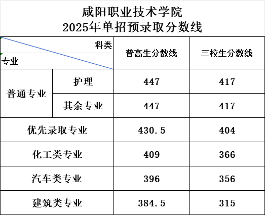 咸阳职业技术学院2025单招成绩查询入口 分数线