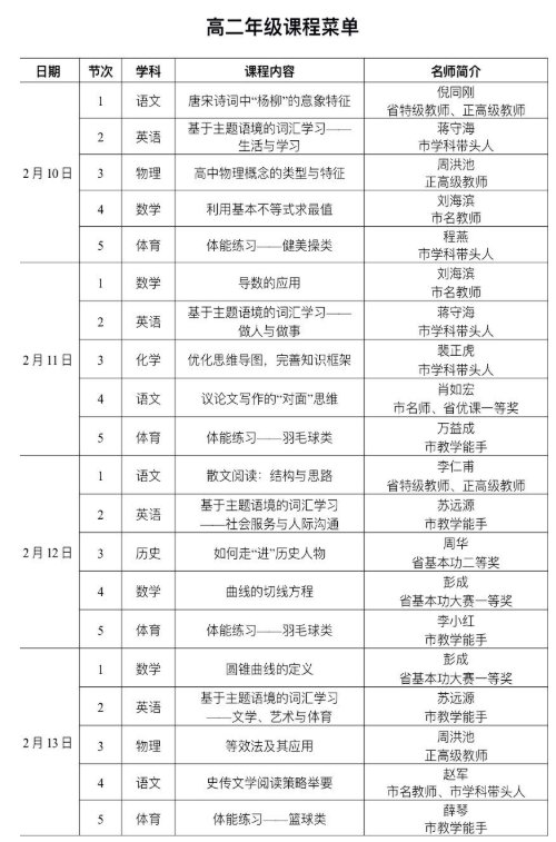 盐城高二网络课堂课程