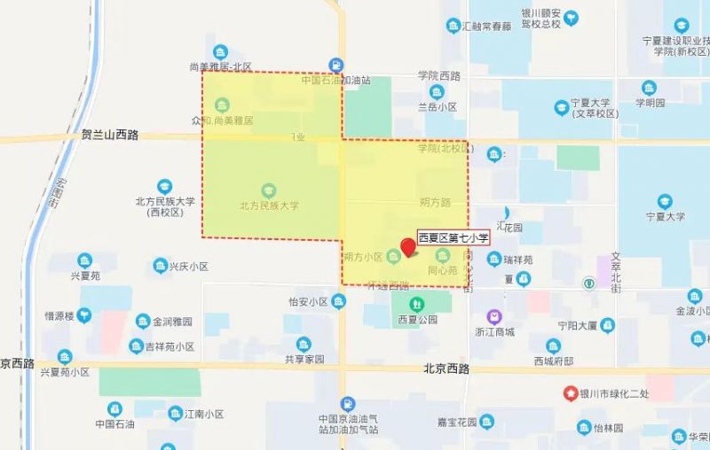 银川28所中小学学片划分